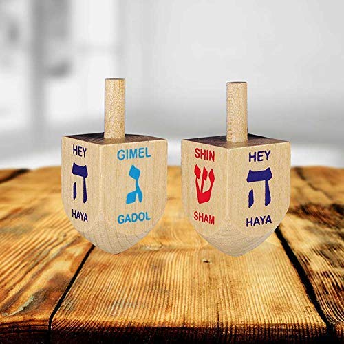 Zion Judaica Wooden Dreidels 30-Pack - Bulk Hanukkah Dreidles with Hebrew Letters, Smooth Finish, 1.75 Inch