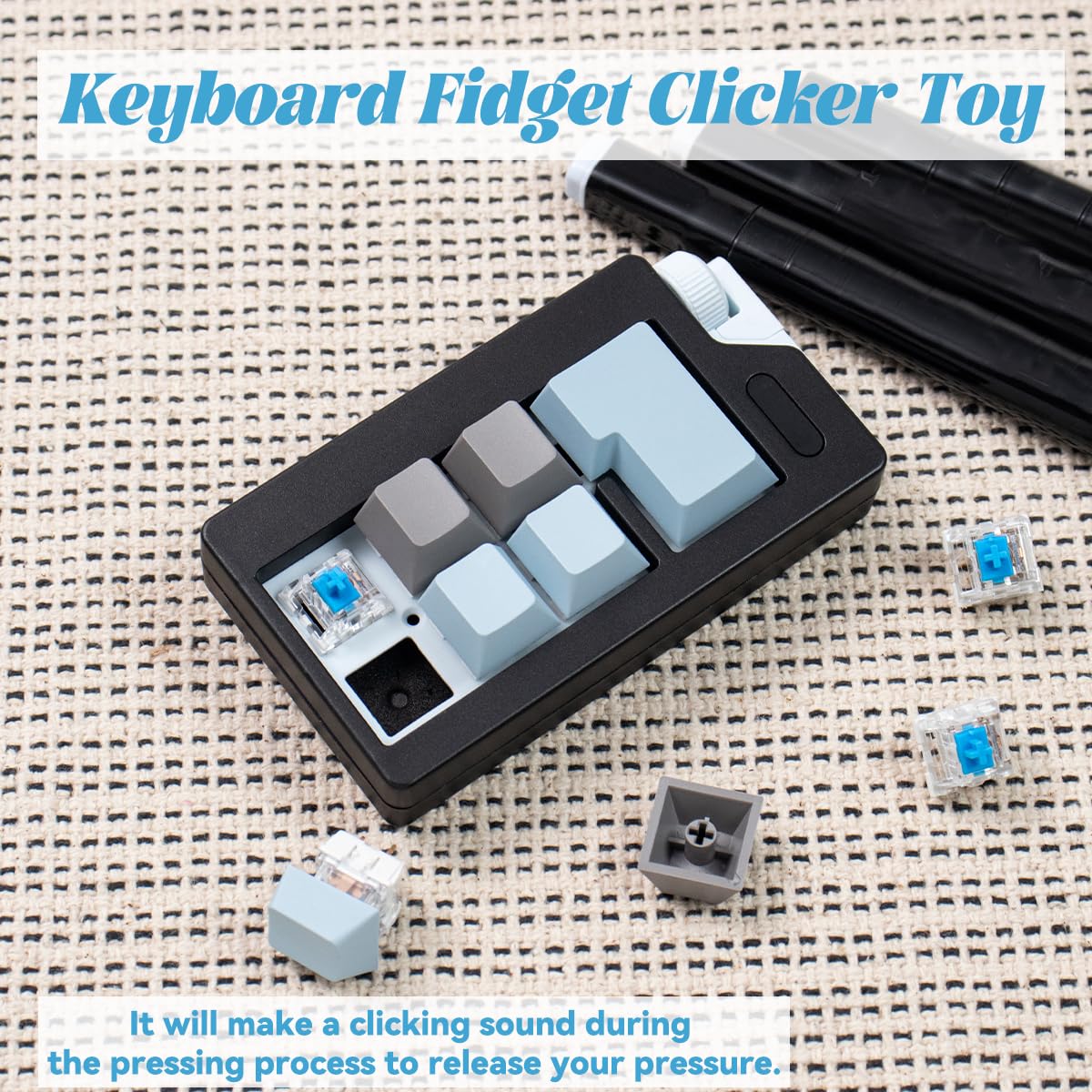 Zioyihan Keyboard Fidget Clicker Toy for Adults – Stress Relief with Blue Switch