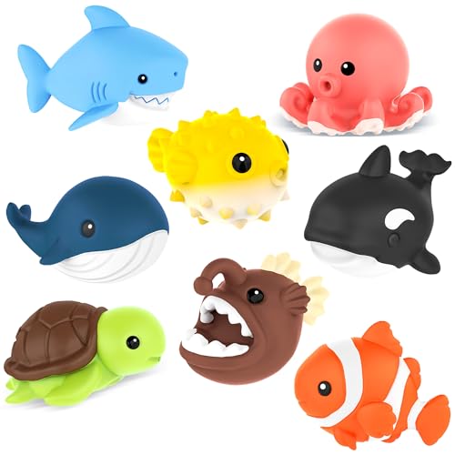 Zippytots 8-Pack No-Hole Ocean Animal Bath Toys – Mold-Free for Toddlers 1-3