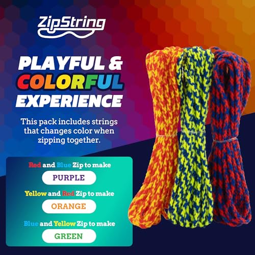 ZipString Chameleon Strings (Pack of 3) – Glow-in-the-Dark Replacement Strings for Rope Launcher Toy – Color-Changing Fidget Toy Featured on Shark Tank
