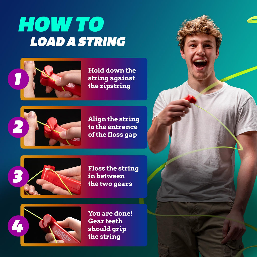 ZipString Chameleon Strings (Pack of 3) – Glow-in-the-Dark Replacement Strings for Rope Launcher Toy – Color-Changing Fidget Toy Featured on Shark Tank