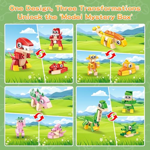ZIYOSTAR 12-Pack Dinosaur Building Blocks, 36 Shapes in 1 Set, DIY Animal Toys for Kids Ages 6-12