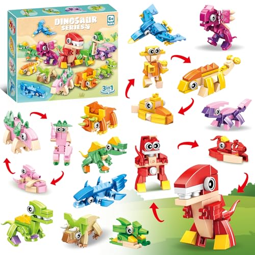 ZIYOSTAR 12-Pack Dinosaur Building Blocks, 36 Shapes in 1 Set, DIY Animal Toys for Kids Ages 6-12