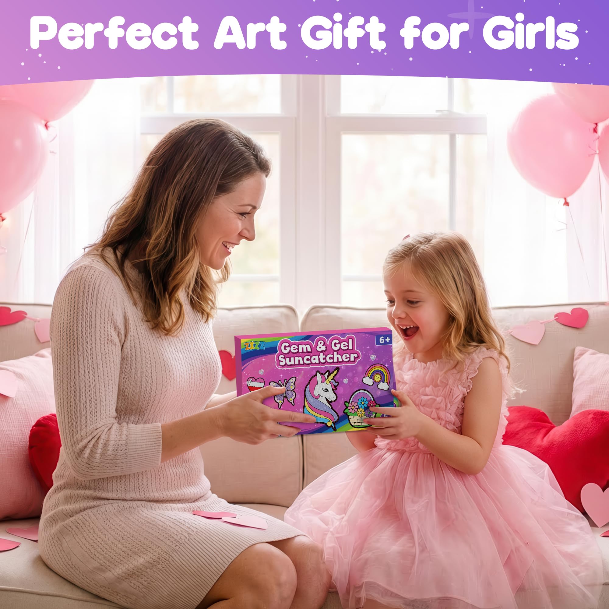 ZIZZ Diamond Painting Suncatcher Kits - 5 Gem Window Art Designs for Kids Ages 4-10