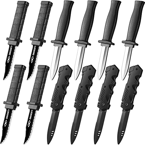 ZJoey 12-Pack Retractable Fake Knives - Plastic Prank Props for Halloween, April Fool's & Cosplay (Style E)