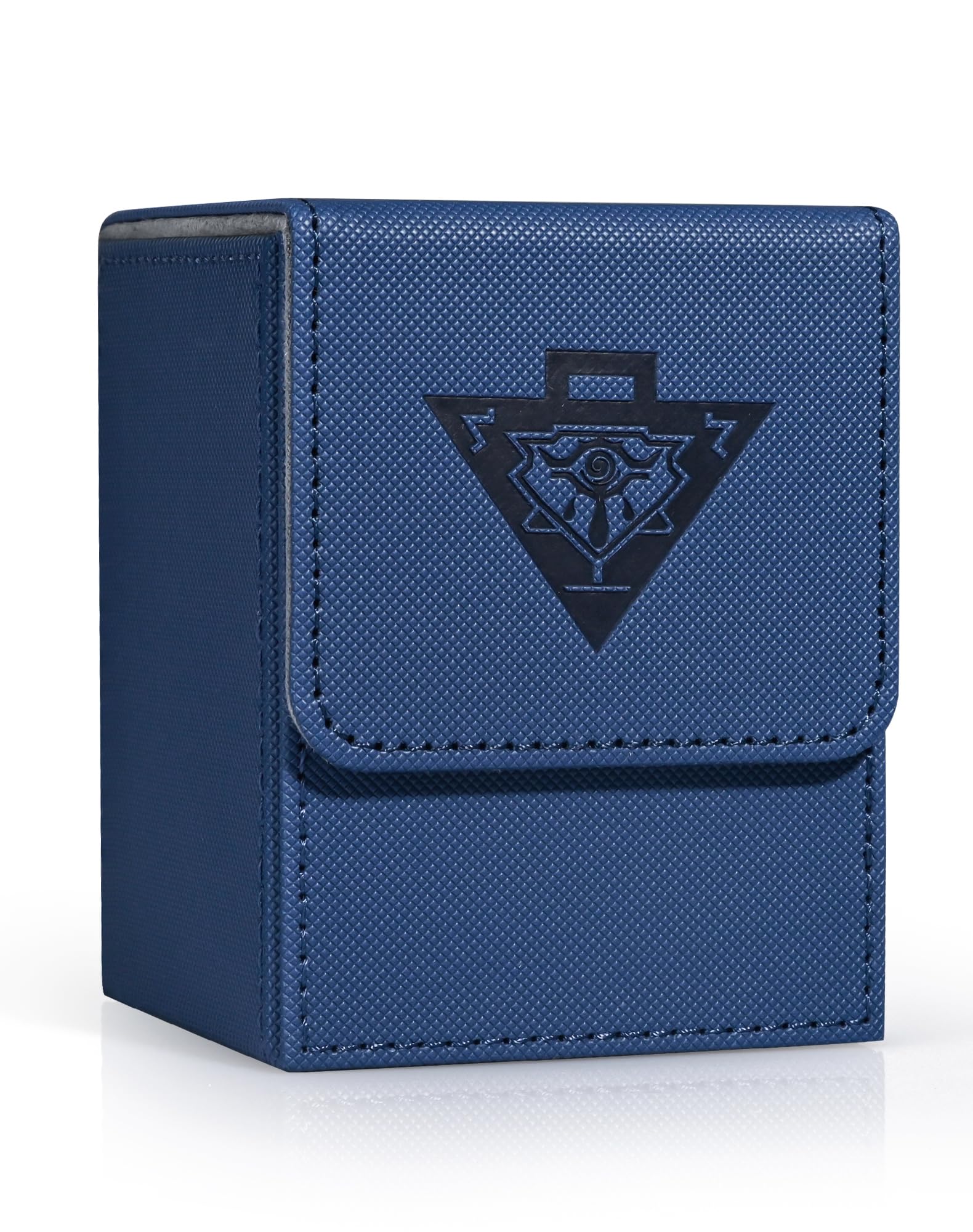 ZLCA Navy Faux Leather Card Deck Box – Holds 100+ Sleeved MTG/YuGiOh Cards with Dividers