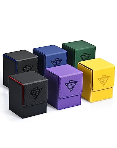 ZLCA Navy Faux Leather Card Deck Box – Holds 100+ Sleeved MTG/YuGiOh Cards with Dividers