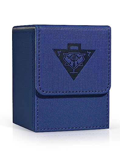 ZLCA Navy Faux Leather Card Deck Box – Holds 100+ Sleeved MTG/YuGiOh Cards with Dividers
