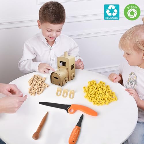 ZLemma 163-Piece Cardboard Construction Kit – Reusable Tools for Kids’ STEAM Projects and Family Crafting
