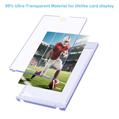 ZLinwly 35pt Magnetic Card Holders 10-Pack: Clear Acrylic Trading Card Protectors with UV Protection for Baseball, Football, Basketball Cards, MTG, TCG