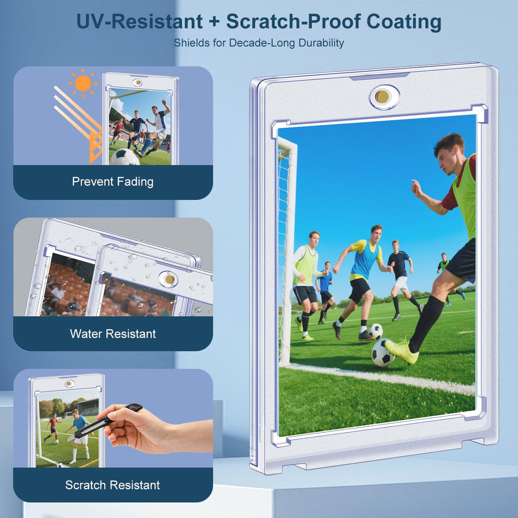 ZLinwly 35pt Magnetic Card Holders 10-Pack: Clear Acrylic Trading Card Protectors with UV Protection for Baseball, Football, Basketball Cards, MTG, TCG