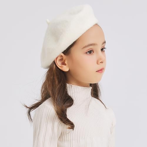 ZLYC Wool Kids Beret – French Artist Style for Girls, 90% Wool, Fits Ages 3–8