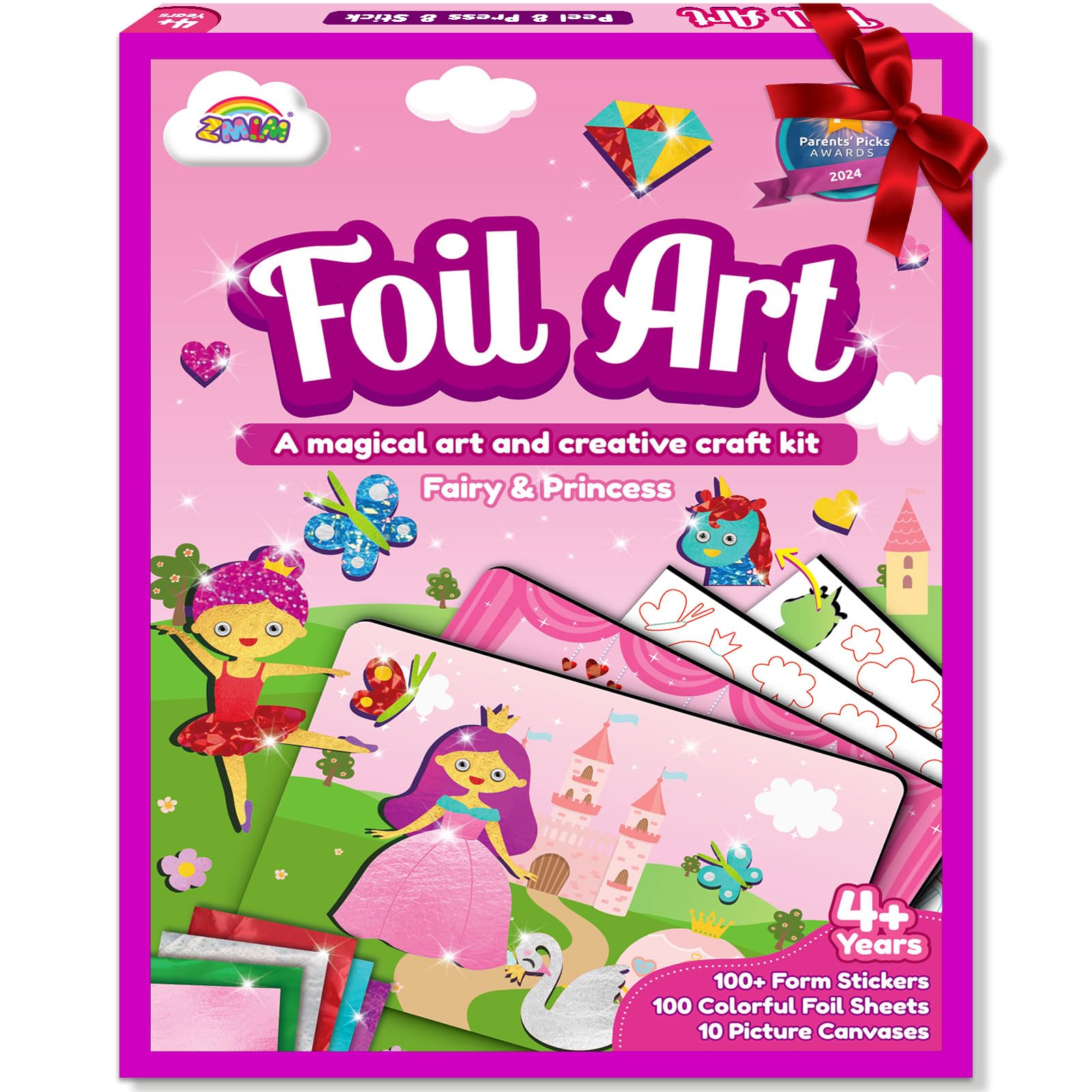ZMLM Foil Art Kit for Kids – Princess Theme Mess-Free Craft Activity with 10 Pictures