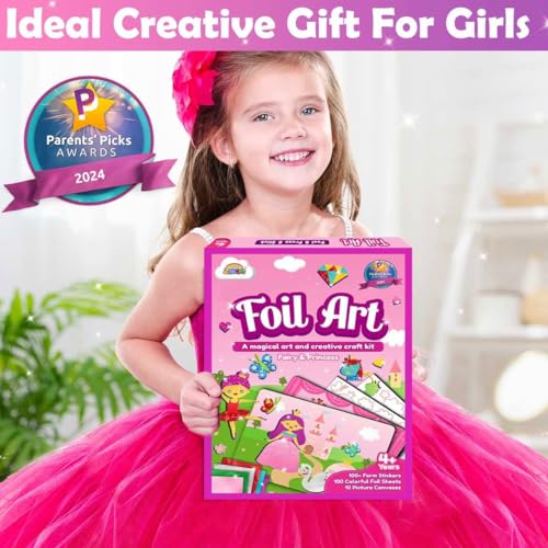 ZMLM Foil Art Kit for Kids – Princess Theme Mess-Free Craft Activity with 10 Pictures