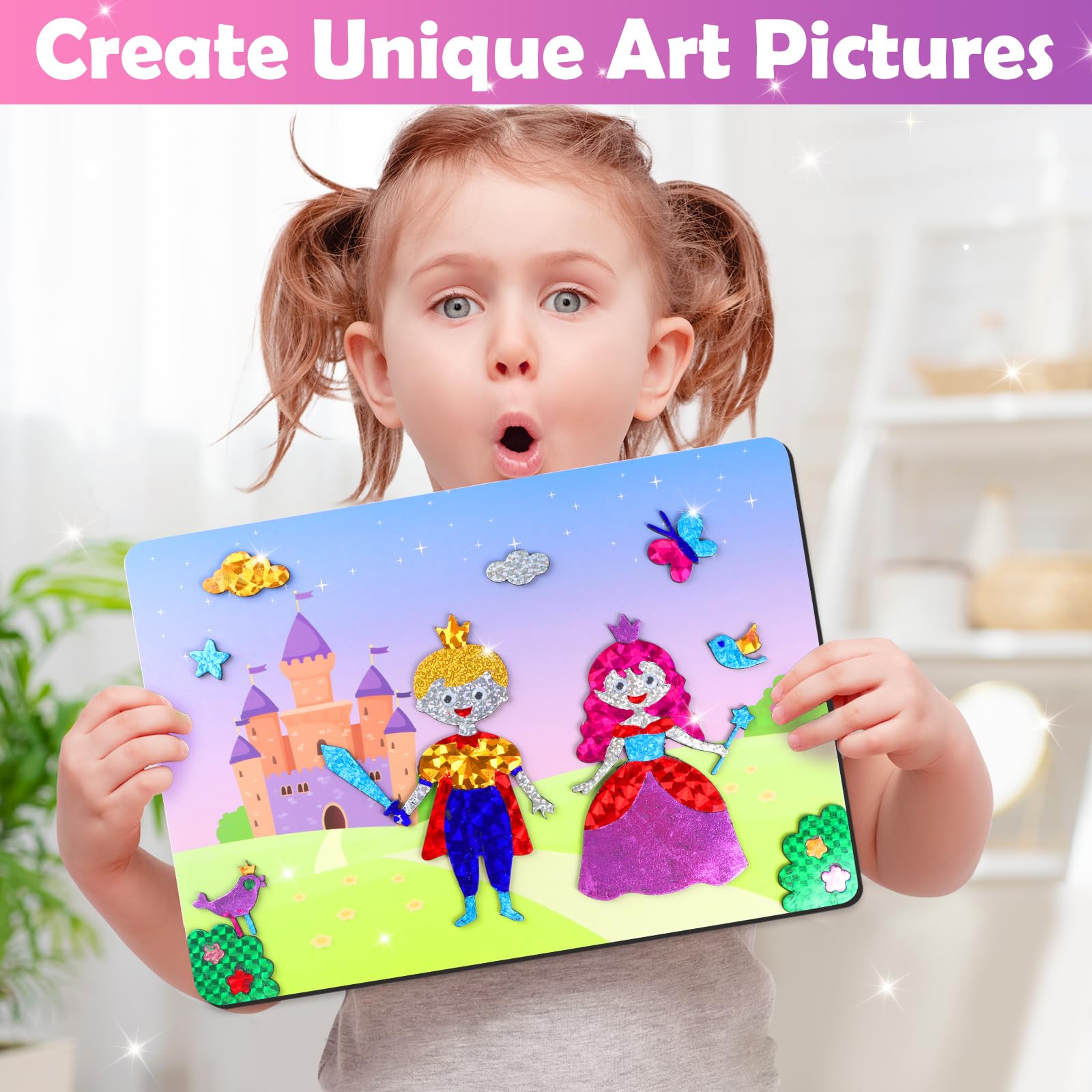 ZMLM Foil Art Kit for Kids – Princess Theme Mess-Free Craft Activity with 10 Pictures