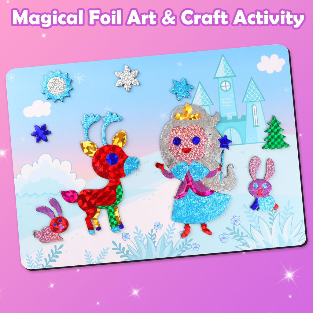 ZMLM Foil Art Kit for Kids – Princess Theme Mess-Free Craft Activity with 10 Pictures
