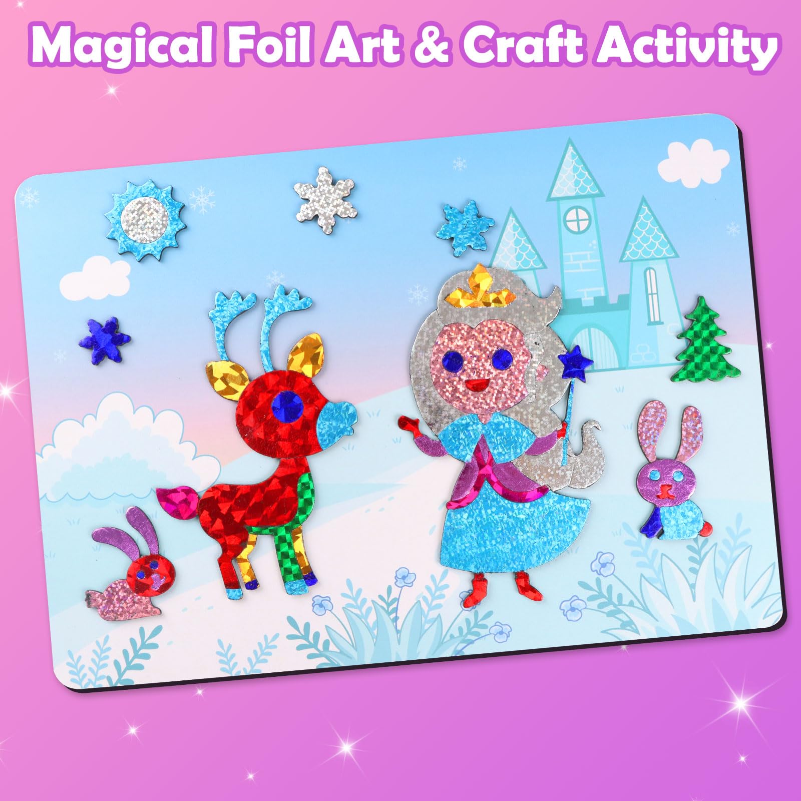 ZMLM Foil Art Kit for Kids – Princess Theme Mess-Free Craft Activity with 10 Pictures