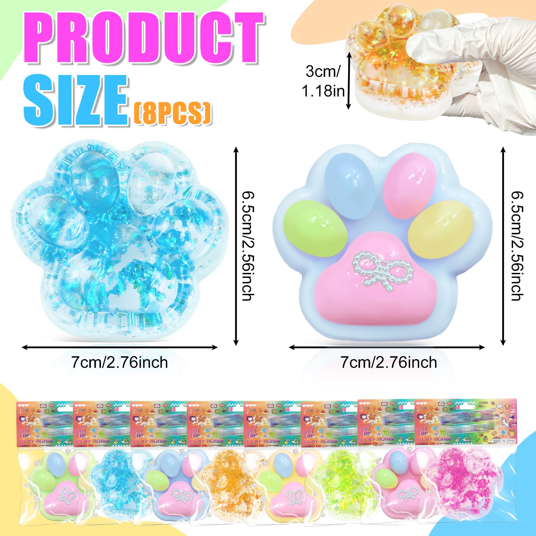 Zoacrn 4-Pack Taba Squishies Cat Paw – Cute Kawaii Stress Relief Squeeze Toys for Adults & Kids