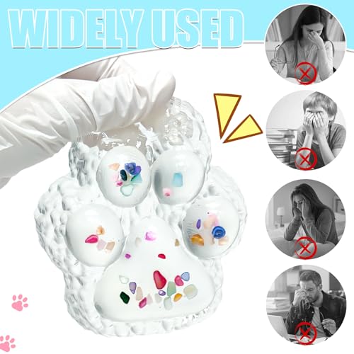 Zoacrn Big Taba Squishy Paw – 4.2in Clear Cat Paw Stress Toy with Colorful Stones