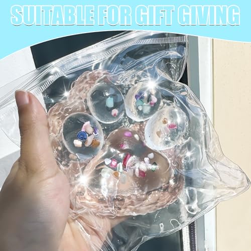 Zoacrn Big Taba Squishy Paw – 4.2in Clear Cat Paw Stress Toy with Colorful Stones