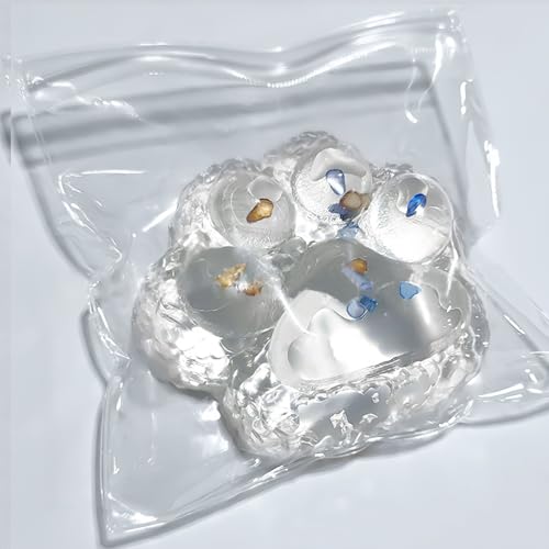 Zoacrn Big Taba Squishy Paw – 4.2in Clear Cat Paw Stress Toy with Colorful Stones