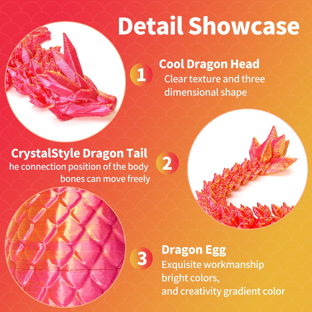 Zobetro 3D Printed Dragon Surprise Egg, Yellow & Green - Articulated Desk Toy for Dragon Collectors