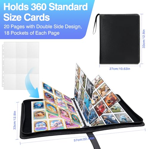 Zofly 60 Pack 1080 Pockets 9-Pocket Trading Card Pages for 3-Ring Binder - Ultra-Clear Polypropylene Sleeves for Sports Cards, Game Cards, Photos