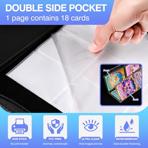 Zofly 60 Pack 1080 Pockets 9-Pocket Trading Card Pages for 3-Ring Binder - Ultra-Clear Polypropylene Sleeves for Sports Cards, Game Cards, Photos