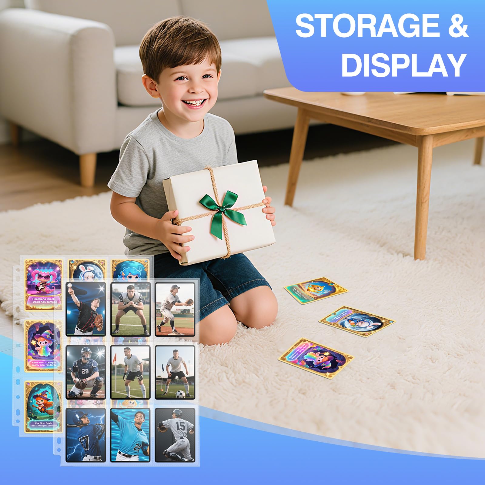 Zofly 60 Pack 1080 Pockets 9-Pocket Trading Card Pages for 3-Ring Binder - Ultra-Clear Polypropylene Sleeves for Sports Cards, Game Cards, Photos