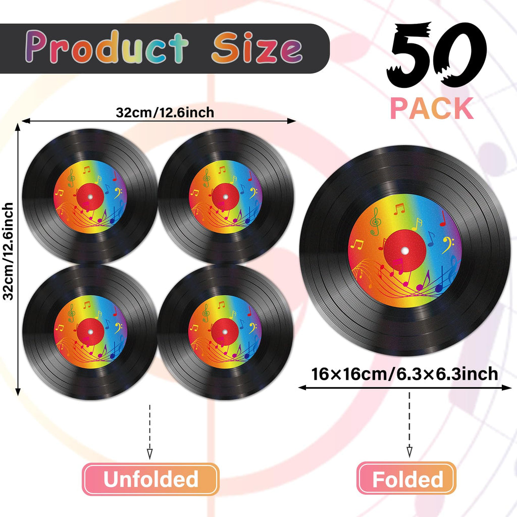 ZOIIWA 100 Retro Vinyl Record Napkins – 50s Music Party Supplies, 12.6 x 12.6 Inches