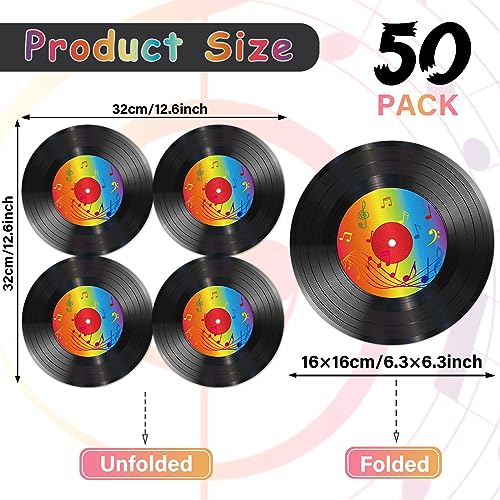 ZOIIWA 100 Retro Vinyl Record Napkins – 50s Music Party Supplies, 12.6 x 12.6 Inches