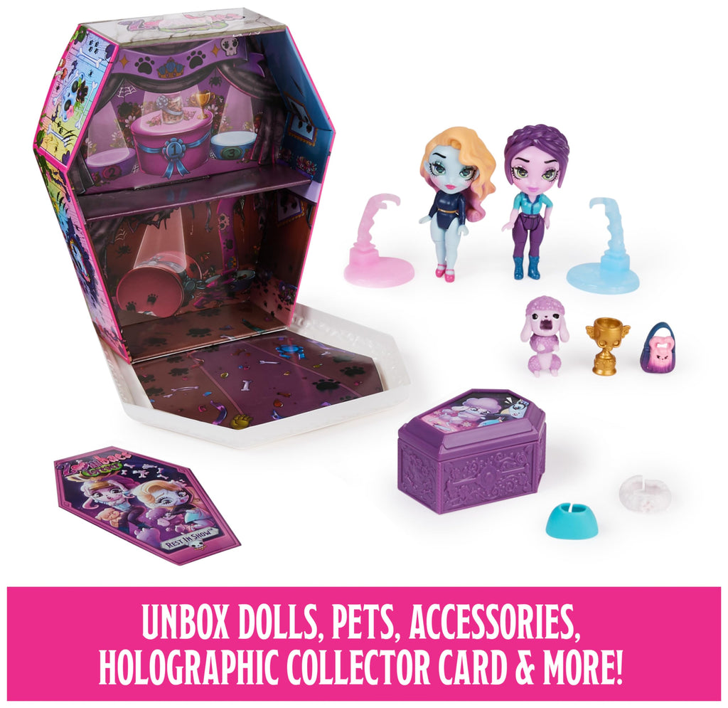 Zombaes Forever Rest in Show Deluxe Set - 2 Exclusive Zombie Dolls with Pets & Coffin Playset