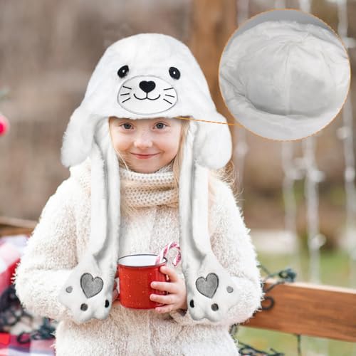 ZONESTA Animal Hat with Moving Ears – Funny Plush Headwear for Kids and Adults