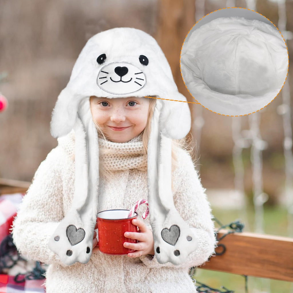 ZONESTA Animal Hat with Moving Ears – Funny Plush Headwear for Kids and Adults