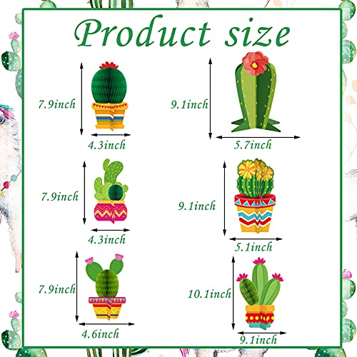 Zonon 12 Pcs Cactus Party Decorations - Mexican Fiesta Honeycomb Table Centerpieces and Cutouts
