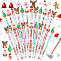 Zonon 24 Pack Christmas Push Pencils with Toppers - Santa, Snowman, Elk, Tree Designs for Classroom Rewards and Stocking Stuffers