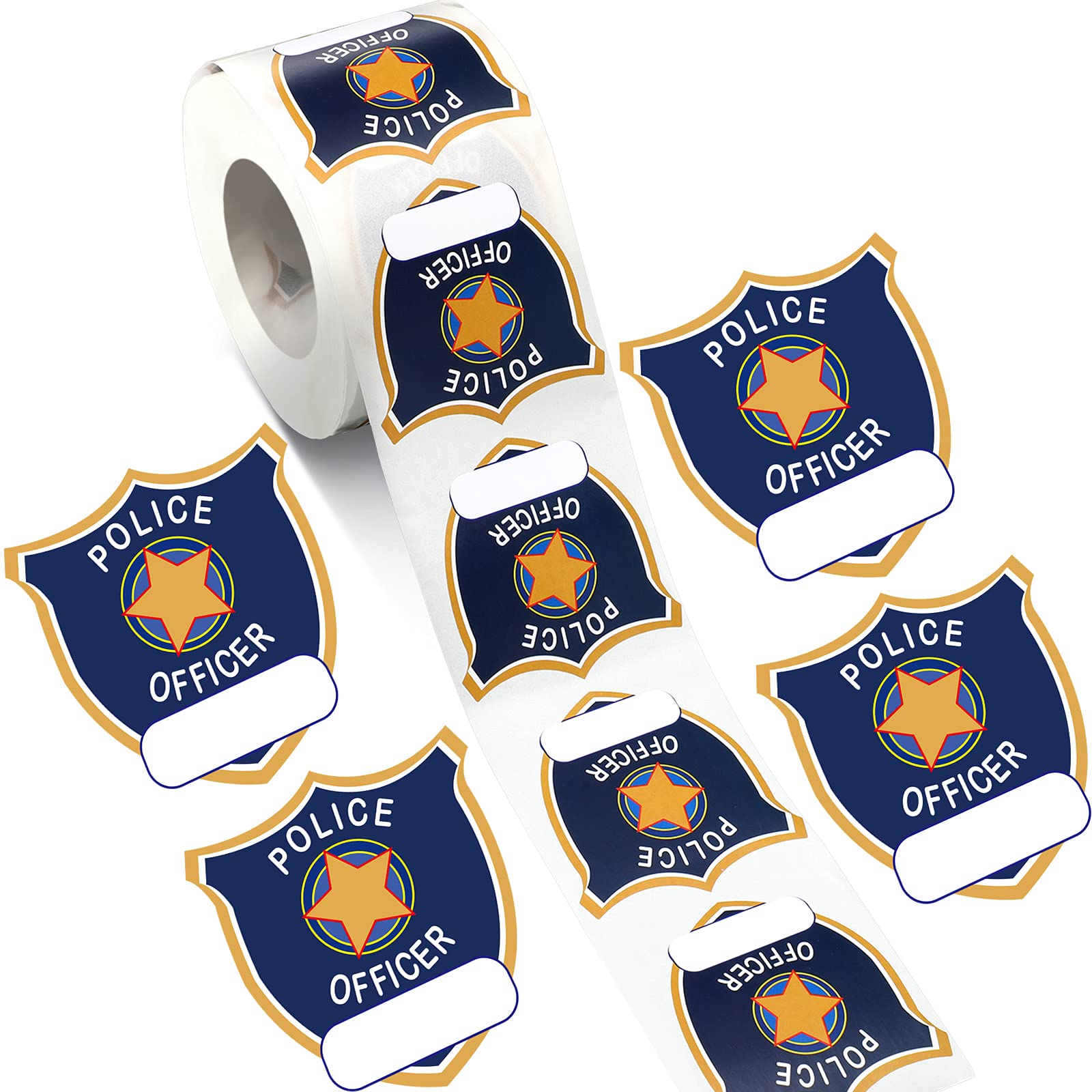 Zonon 600 Police Stickers for Kids - Blue Badge Name Tags Party Favors