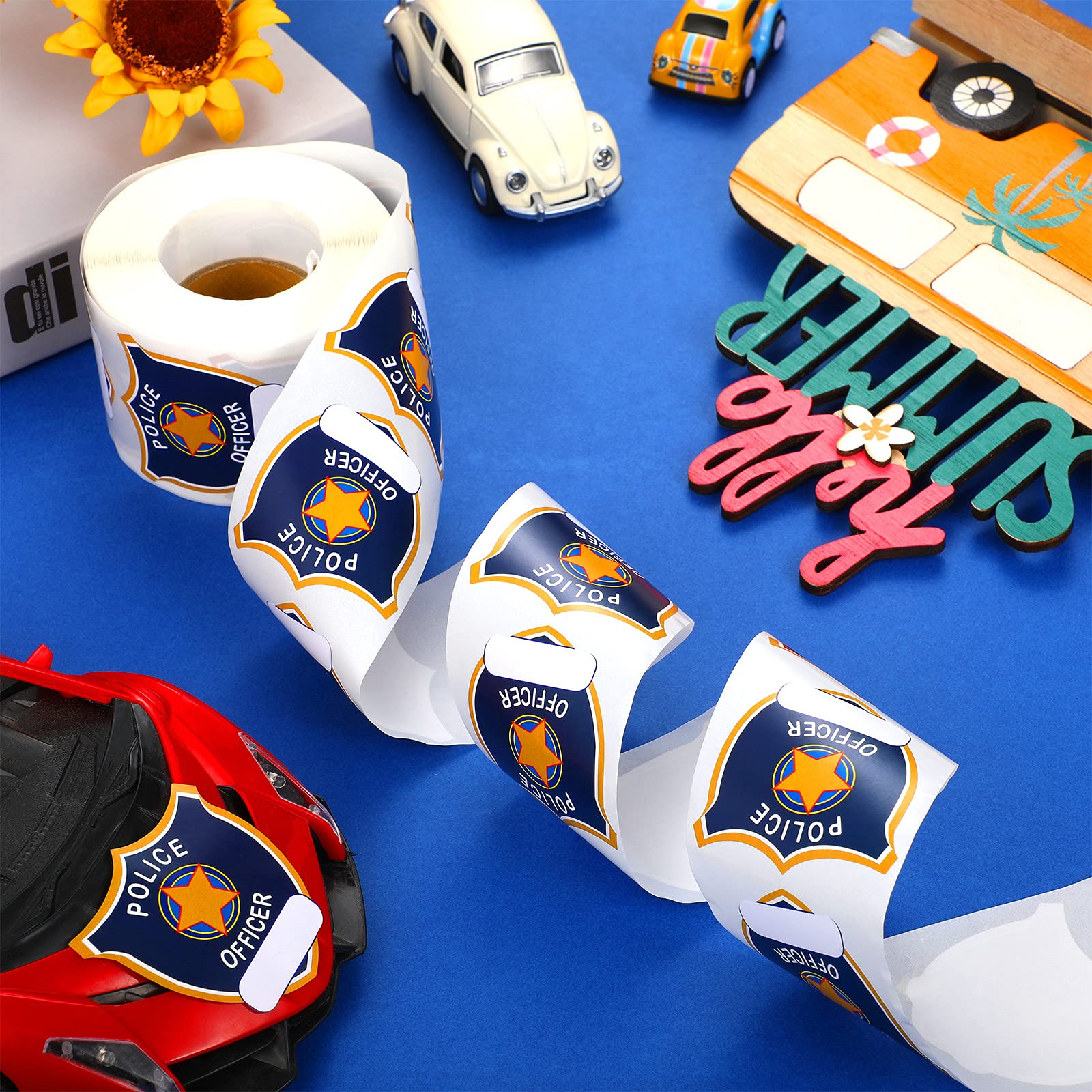 Zonon 600 Police Stickers for Kids - Blue Badge Name Tags Party Favors