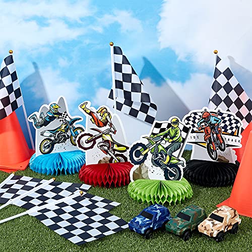 Zonon 9 Piece Dirt Bike Party Decorations – Honeycomb Centerpieces for Motorcycle Themed Parties