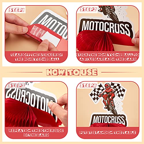 Zonon 9 Piece Dirt Bike Party Decorations – Honeycomb Centerpieces for Motorcycle Themed Parties