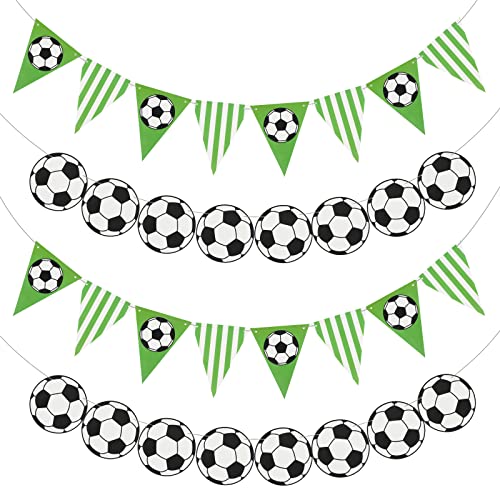 Zonon Soccer Party Banner Set - 4 Pieces Cardstock Decorations for Sports Birthday