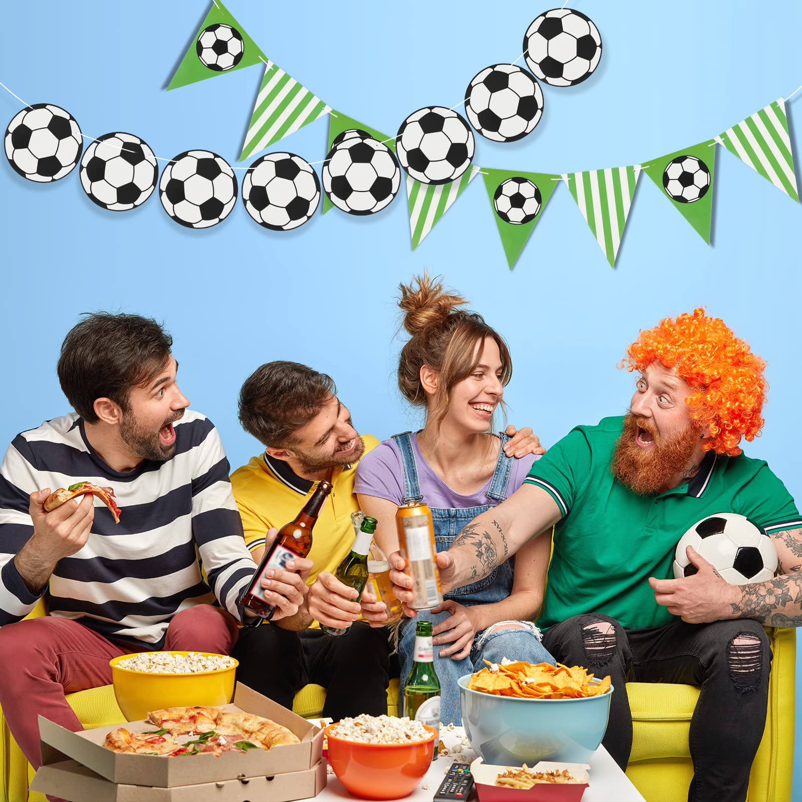 Zonon Soccer Party Banner Set - 4 Pieces Cardstock Decorations for Sports Birthday