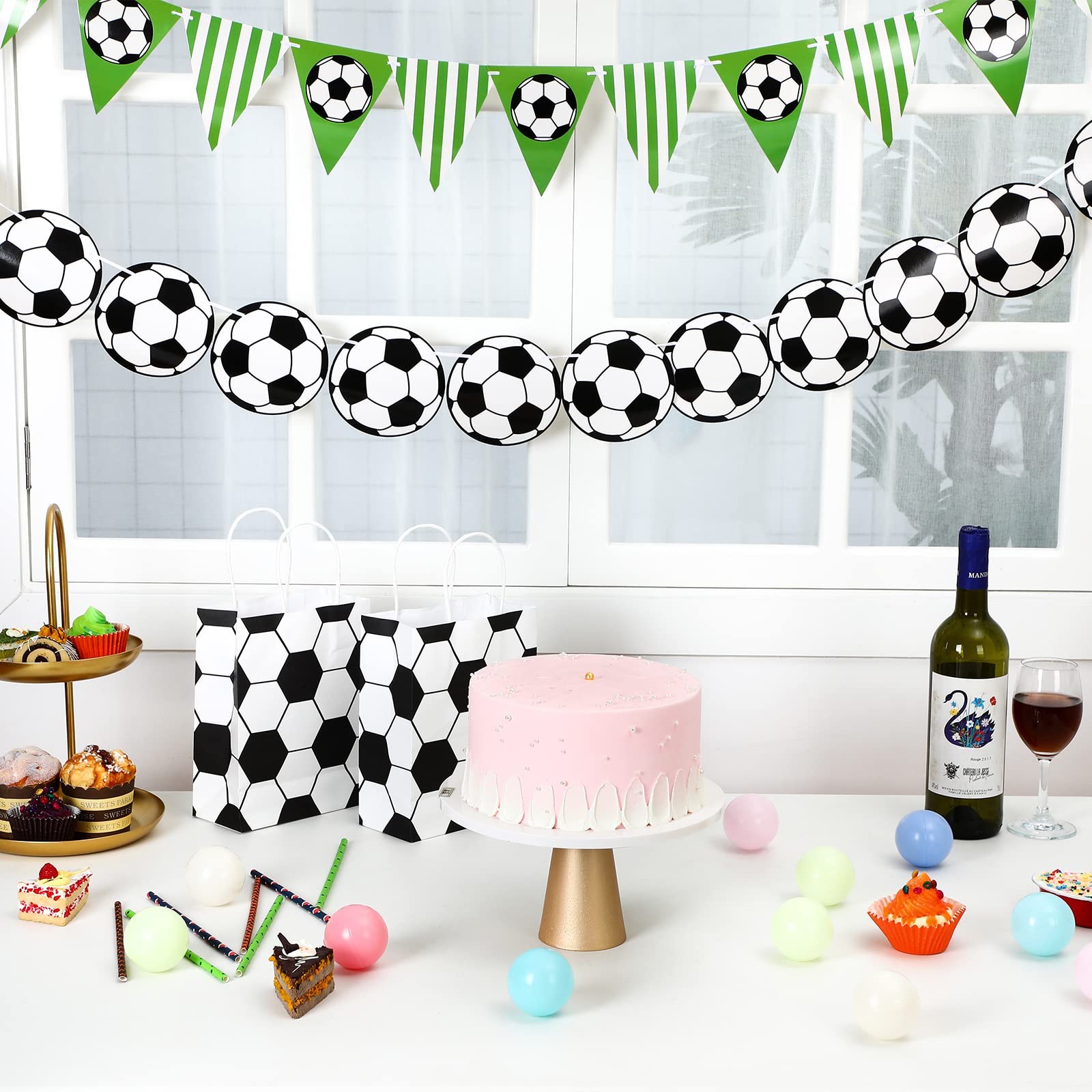 Zonon Soccer Party Banner Set - 4 Pieces Cardstock Decorations for Sports Birthday