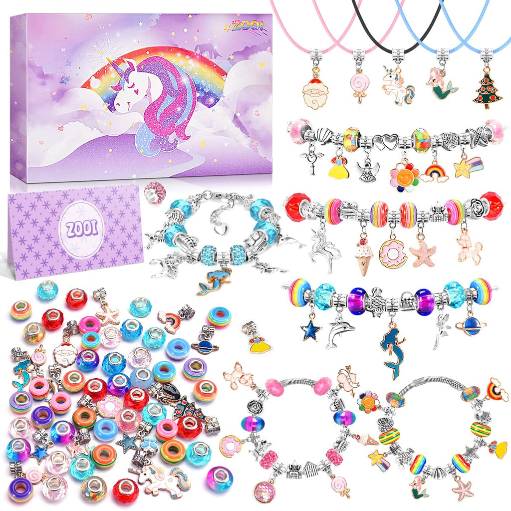 ZOOI Bracelet Making Kit for Girls - Mermaid Friendship Charm Craft Set, Purple
