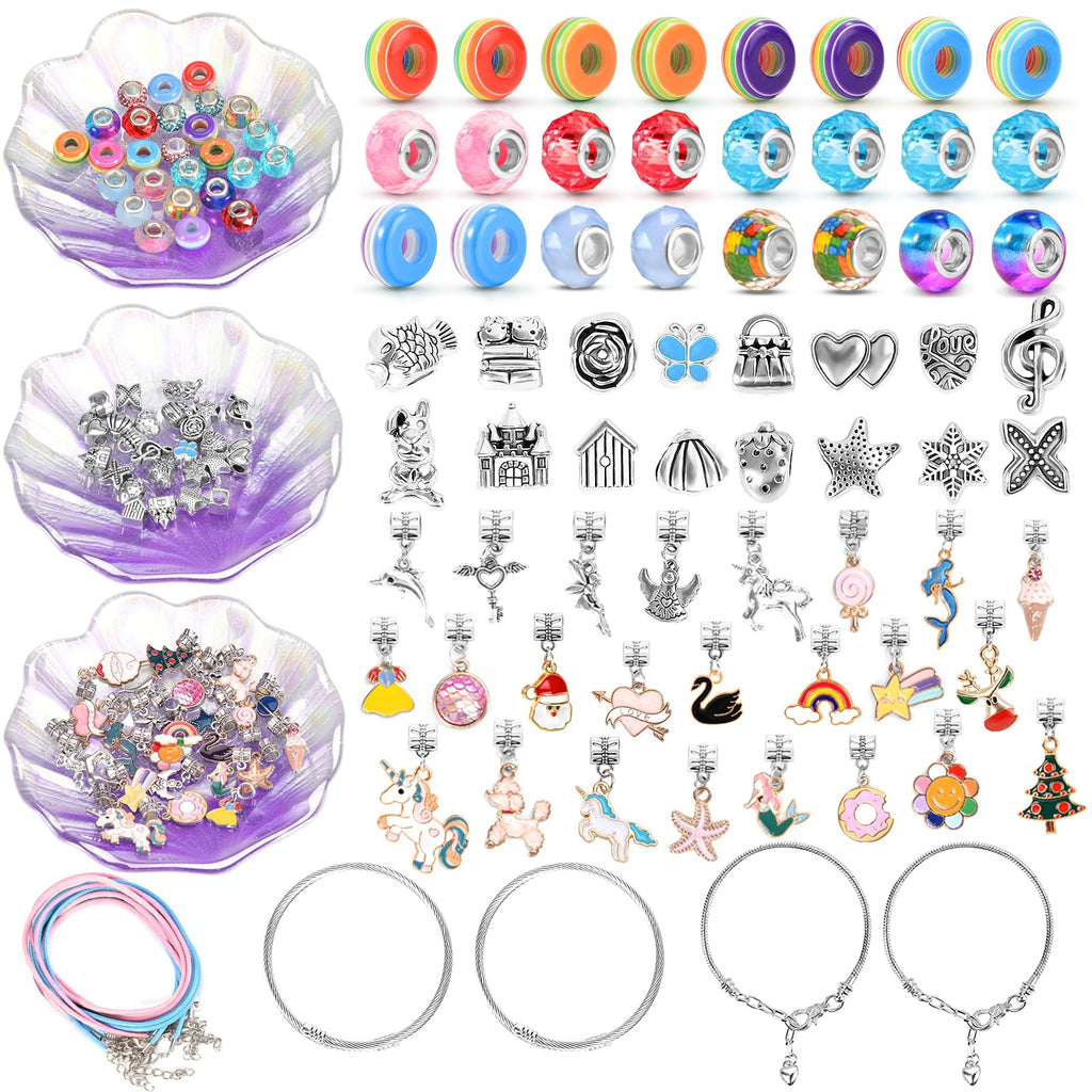 ZOOI Bracelet Making Kit for Girls - Mermaid Friendship Charm Craft Set, Purple