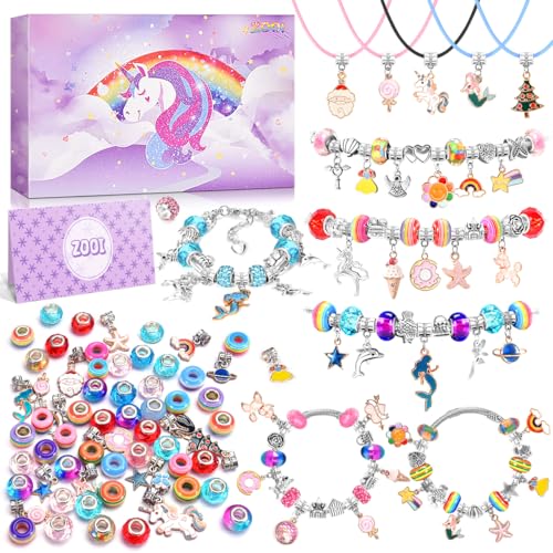 ZOOI Bracelet Making Kit for Girls - Mermaid Friendship Charm Craft Set, Purple