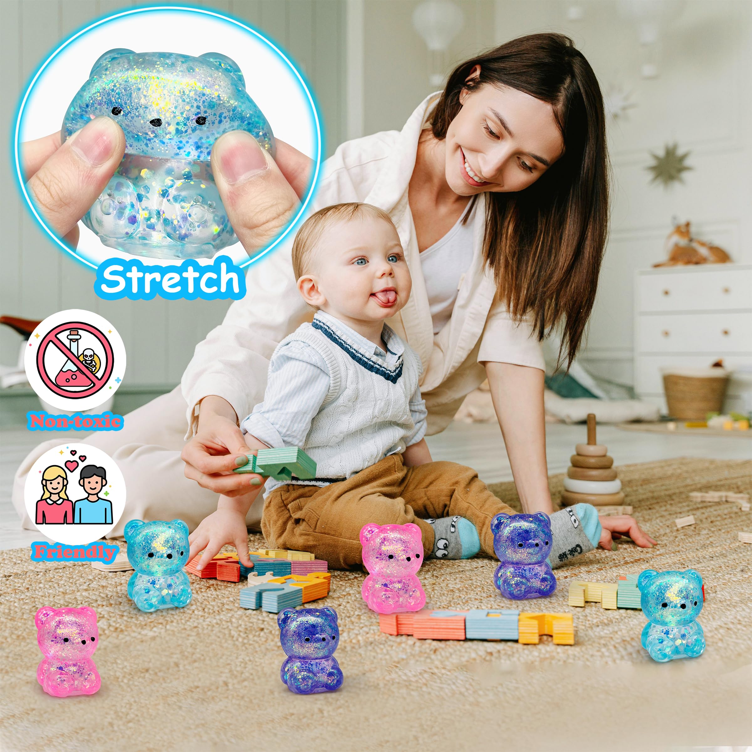 ZTATU Bear Squishy Stress Ball - 1 Pack, Soft TPR Fidget Toy for Stress Relief, Cute Gummy Bear Design for Kids and Adults