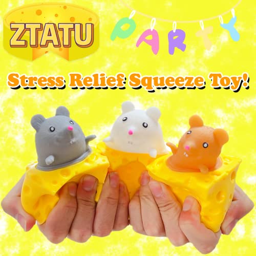 ZTATU Cheese Stress Balls 3-Pack – Squishy Fidget Toys for Anxiety Relief (White, Gray, Brown)