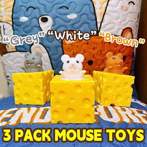 ZTATU Cheese Stress Balls 3-Pack – Squishy Fidget Toys for Anxiety Relief (White, Gray, Brown)