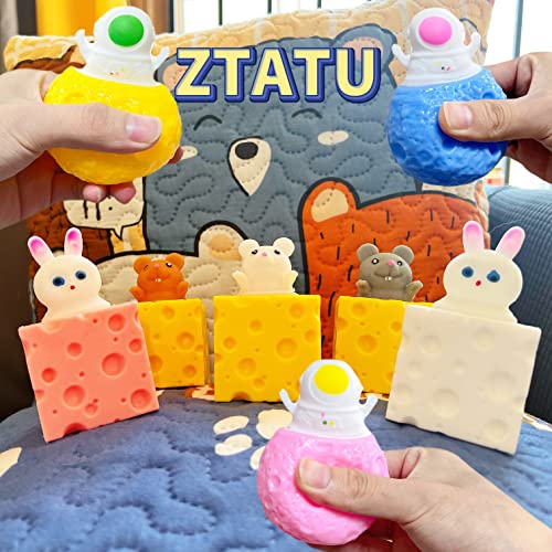 ZTATU Cheese Stress Balls 3-Pack – Squishy Fidget Toys for Anxiety Relief (White, Gray, Brown)